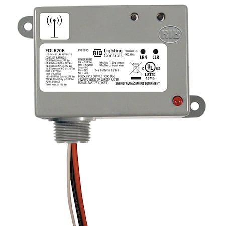 Functional Devices-Rib Wireless Lighting Relay, Transceiver/Repeater, 120 Vac Input, SPDT rel FDLR20B